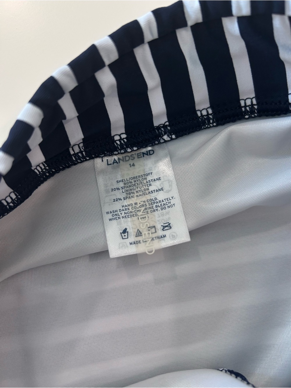 Lands End Navy Stripe Skirted Swimsuit Sz 14 - Picture 6 of 6